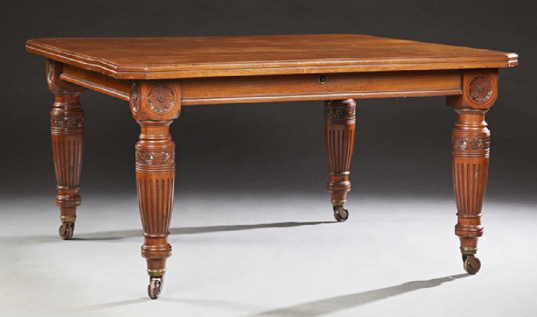 English Victorian Style Carved Mahogany Crank Dining