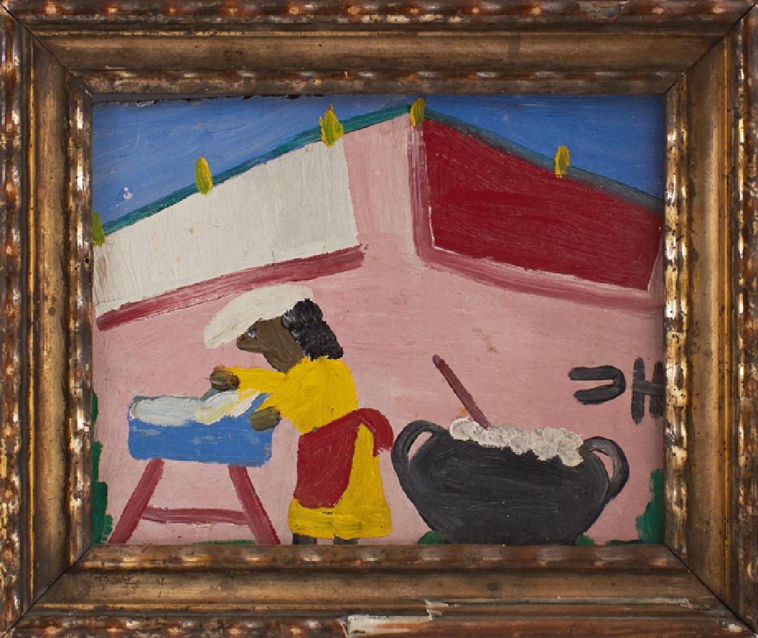 Clementine Hunter "Wash Day," c. 1960, oil on tile