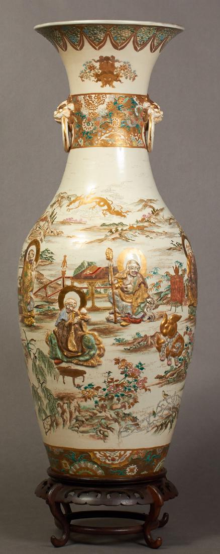 Large Japanese Satsuma Pottery Baluster Vase, 20th c., (1 of 1)