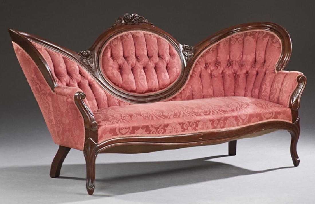 American Victorian Style Carved Mahogany Sofa, c. 1900,