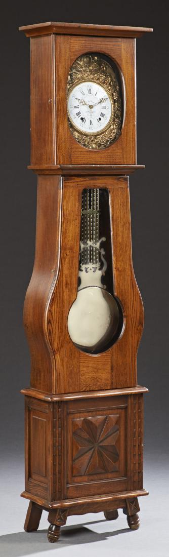 French Carved Tall Case Clock, 19th c., the ogee crown (1 of 1)