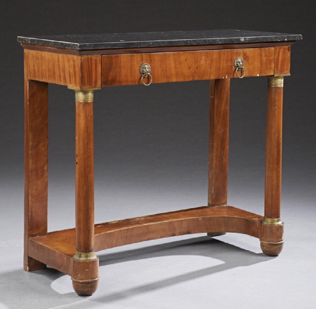French Empire Style Carved Mahogany Marble Top Console (1 of 1)