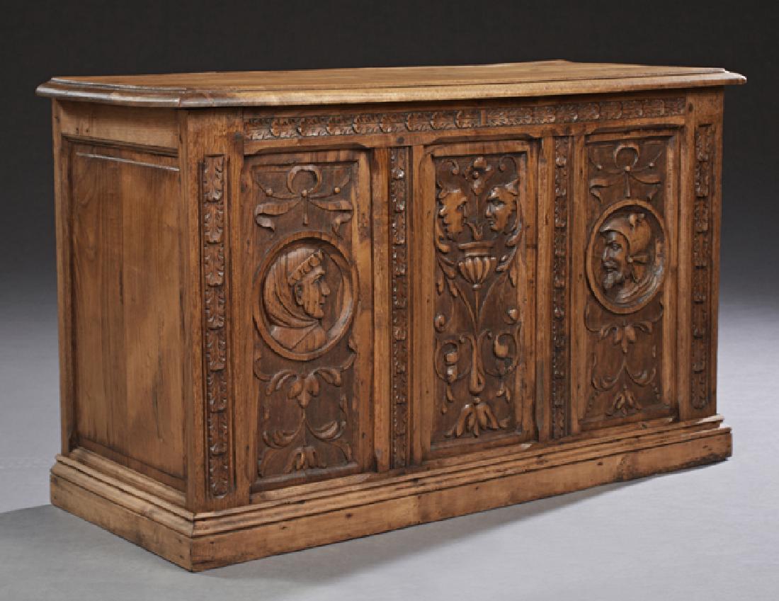 Diminutive French Carved Oak Coffer, 19th c., (1 of 2)