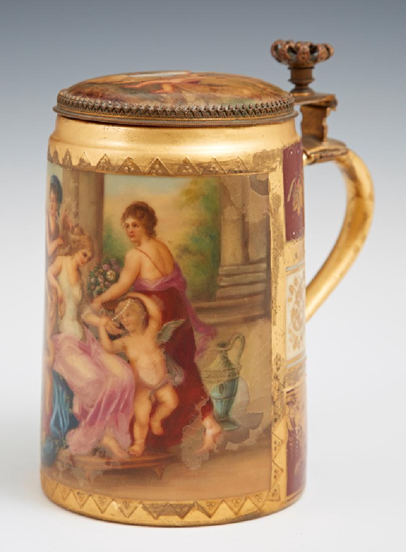 Royal Vienna Style Hand Painted Covered Stein, (1 of 3)