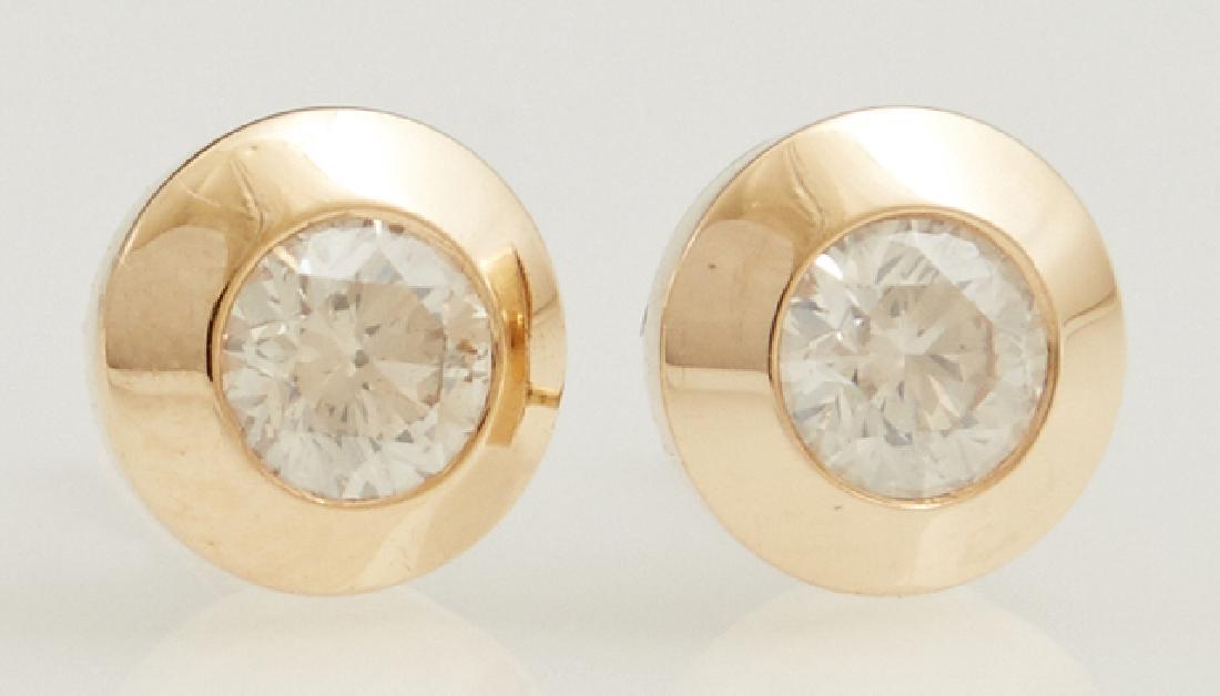Pair of 14K Yellow Gold Diamond Stud Earrings, (1 of 1)