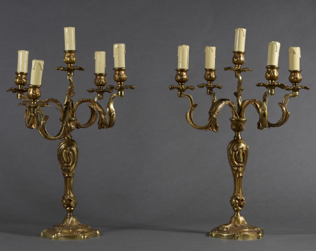 Pair of French Bronze Louis XV Style Five Light (1 of 1)