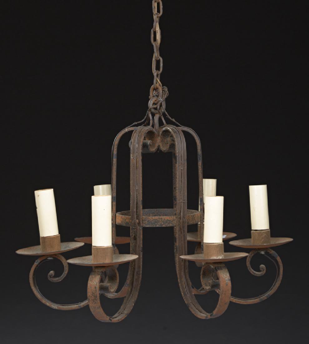 Six Light Wrought Iron Chandelier, early 20th c., (1 of 1)