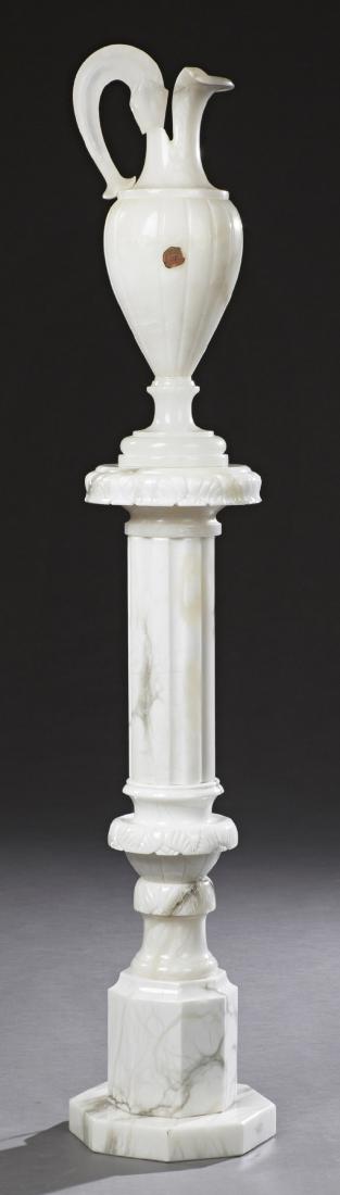 French Alabaster Pedestal, 20th c., with a lighted (1 of 1)