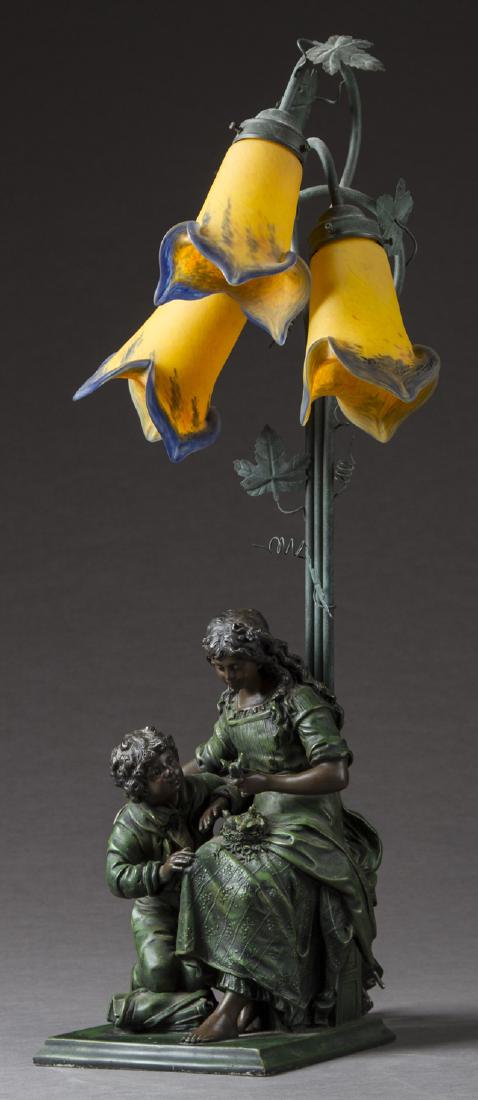 French Patinated Spelter Art Nouveau Style Newel (1 of 1)