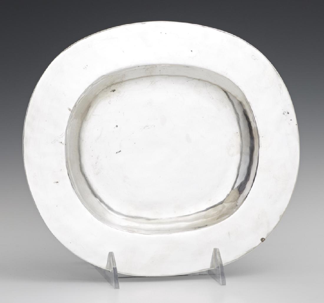 William Spratling Sterling Oval Salver, 1931-1946,: William Spratling Sterling Oval Salver, 1931-1946, handmade, stamped on the underside, H.- 7/16 in., W- 9 3/4 in., D.- 8 3/4 in.