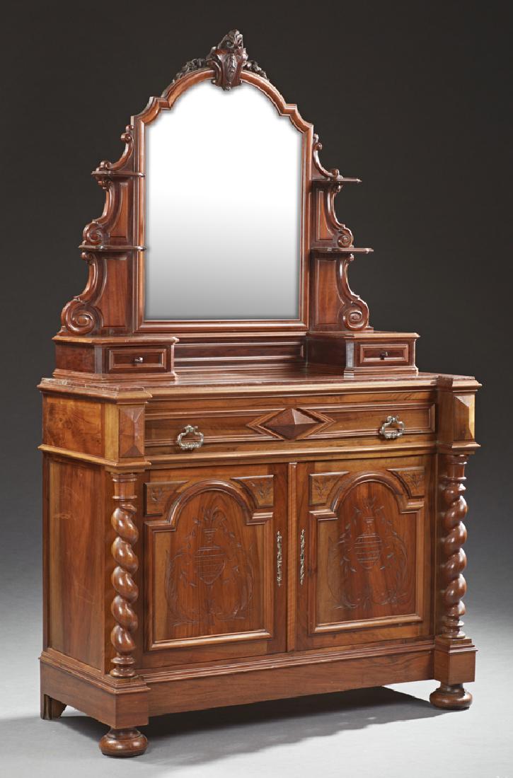 French Henri II Style Carved Walnut Marble Top Dresser, (1 of 1)