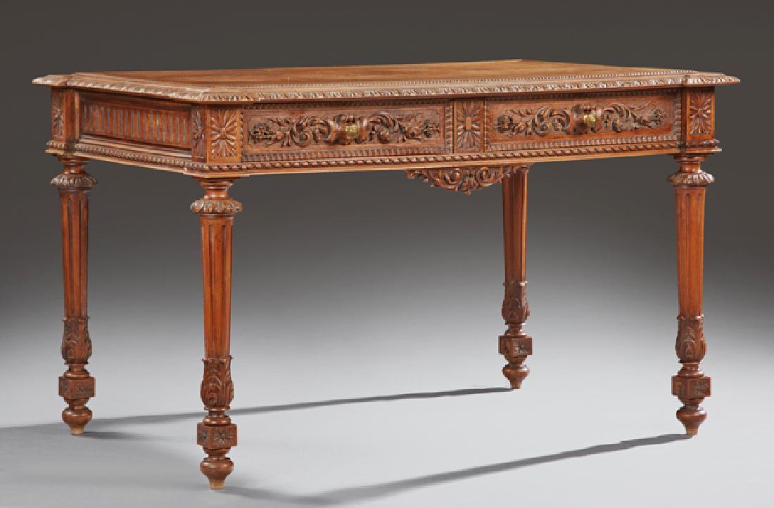 French Louis XVI Style Carved Oak Writing Table, early (1 of 1)