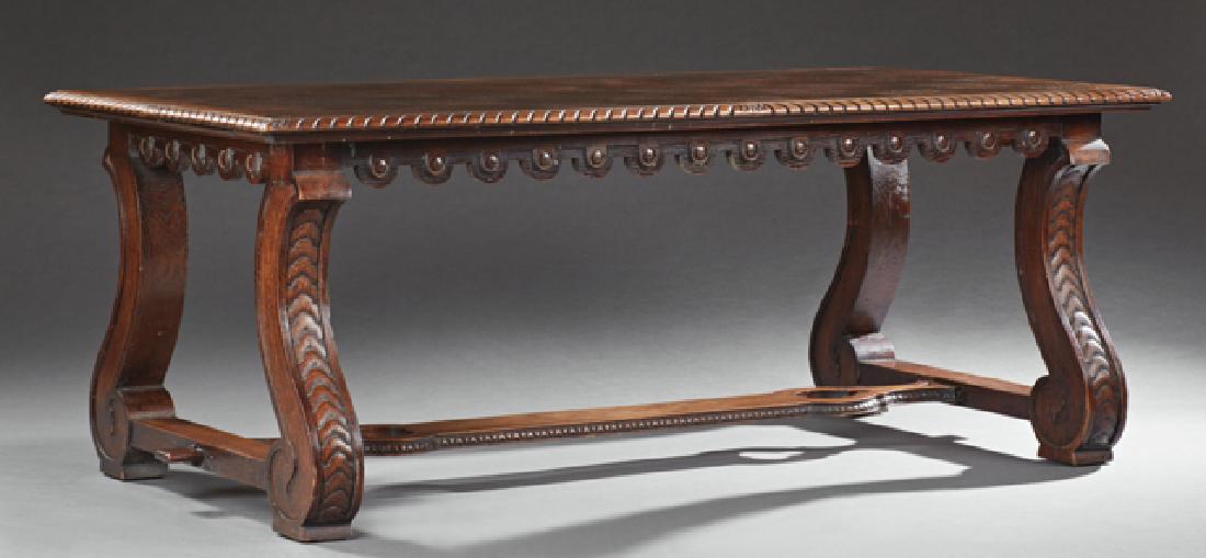 Unusual Nine Piece Spanish Style Carved Oak Dining Room (1 of 3)