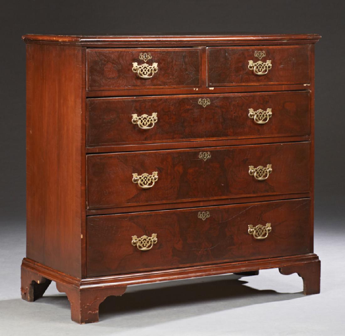 English Carved and Inlaid Figured Walnut Chest, 19th (1 of 1)