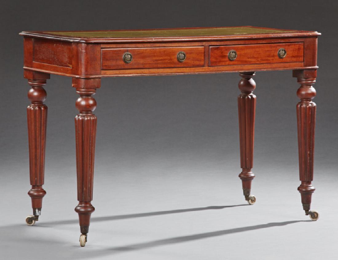 French Louis XVI Style Carved Mahogany Writing Table, (1 of 3)