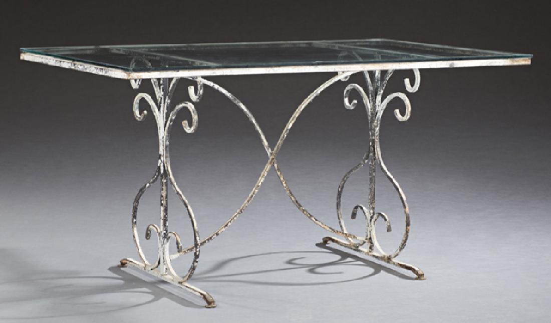 French Cast Iron Glass Top Garden Table, 20th c., the (1 of 1)