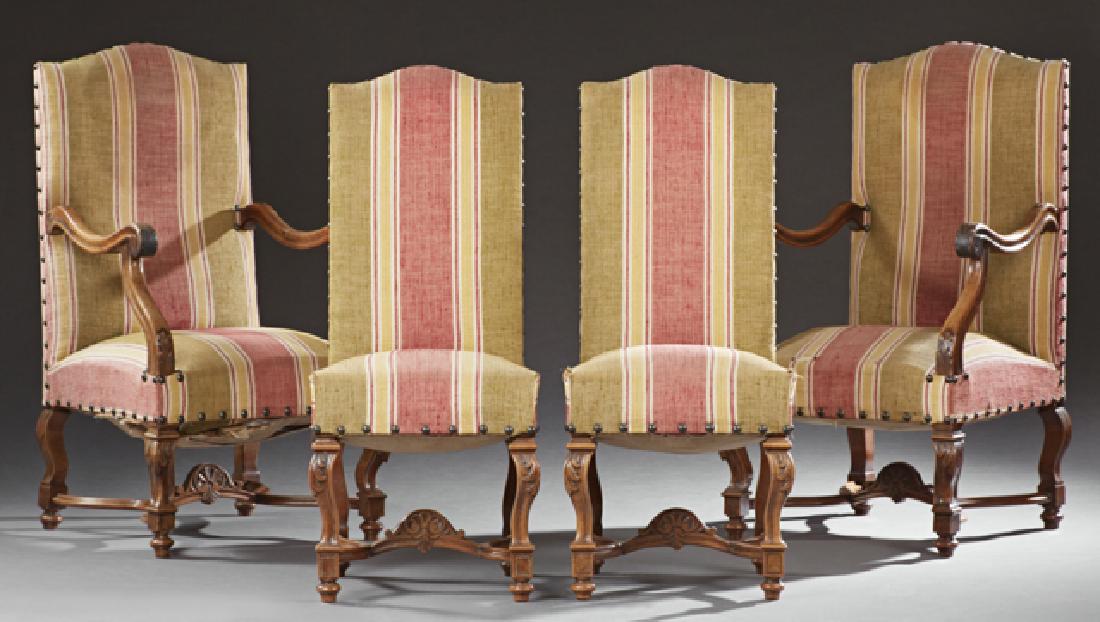 Set of Four Carved Walnut Louis XIII Style Dining (1 of 1)
