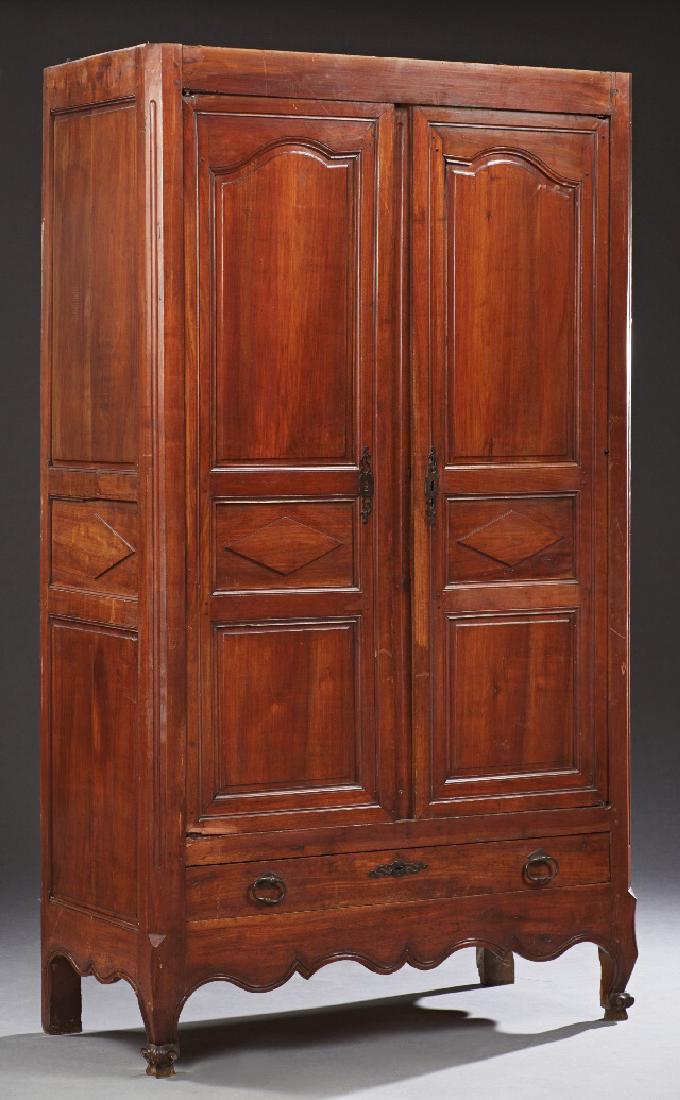 French Provincial Louis XV Style Carved Walnut Armoire, (1 of 1)