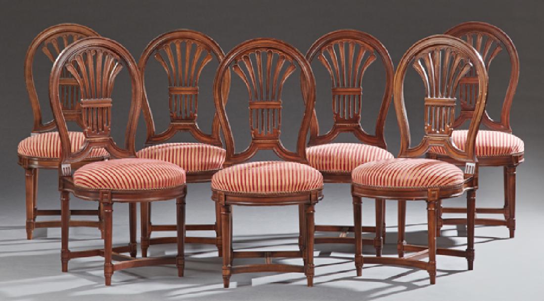 Set of Seven Louis XVI Style Carved Mahogany Dining (1 of 1)