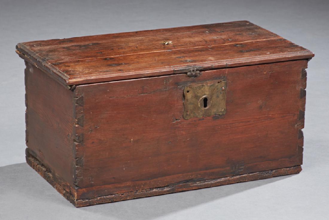 Officer's Carved Pine Chest, early 19th c., with iron (1 of 1)