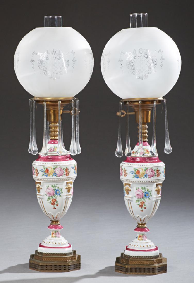 Pair of Victorian Style Porcelain Table Lamps, c. 1920, (1 of 1)