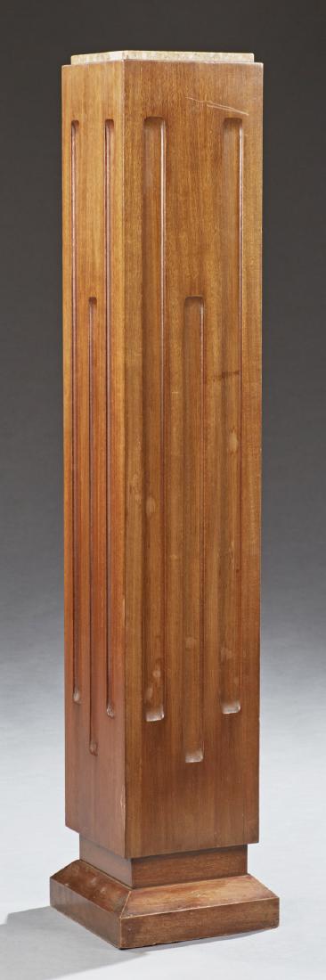 French Art Deco Marble Top Mahogany Pedestal, 20th c., (1 of 1)