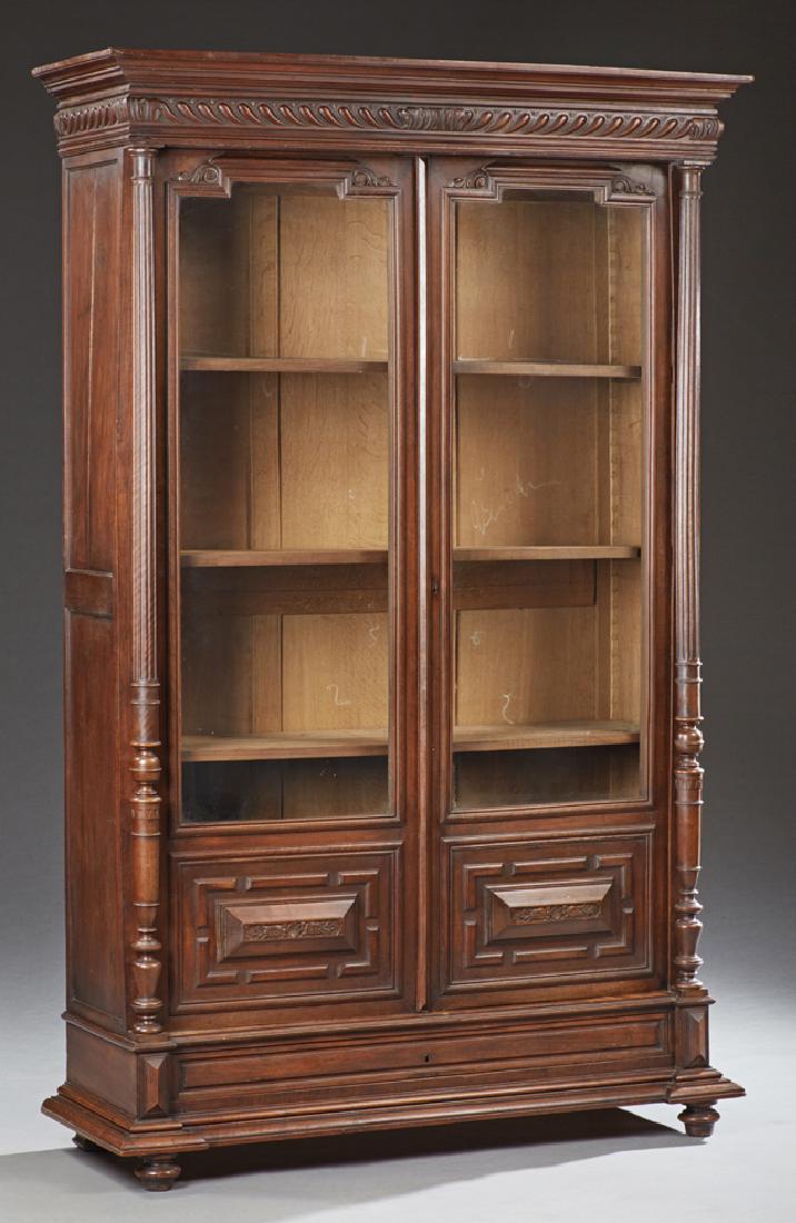 French Henri II Style Carved Walnut Bookcase, c. 1880, (1 of 1)