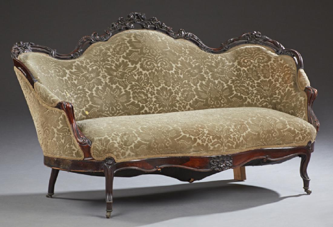 American Rococo Revival Carved Rosewood Settee, 19th (1 of 10)