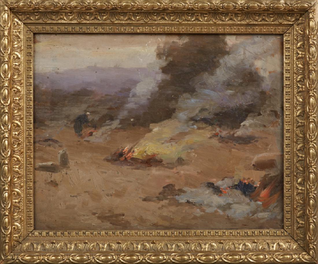 American School, "Fanning the Fire," 19th c., double (1 of 7)