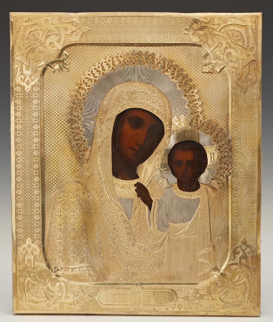 Russian Icon of the Virgin of Kazan, 1878, Moscow, with (1 of 2)