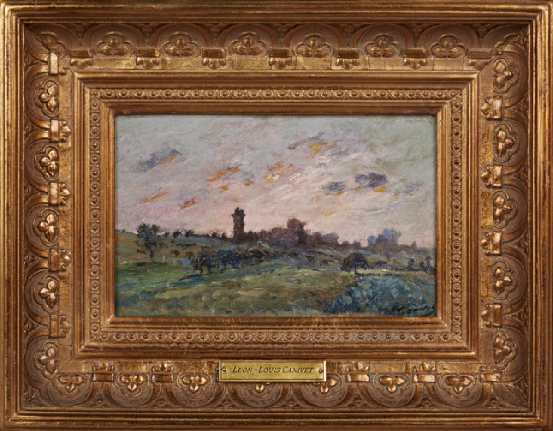 Leon-Louis Canivet, "Landscape," 20th c., oil on panel, (1 of 2)