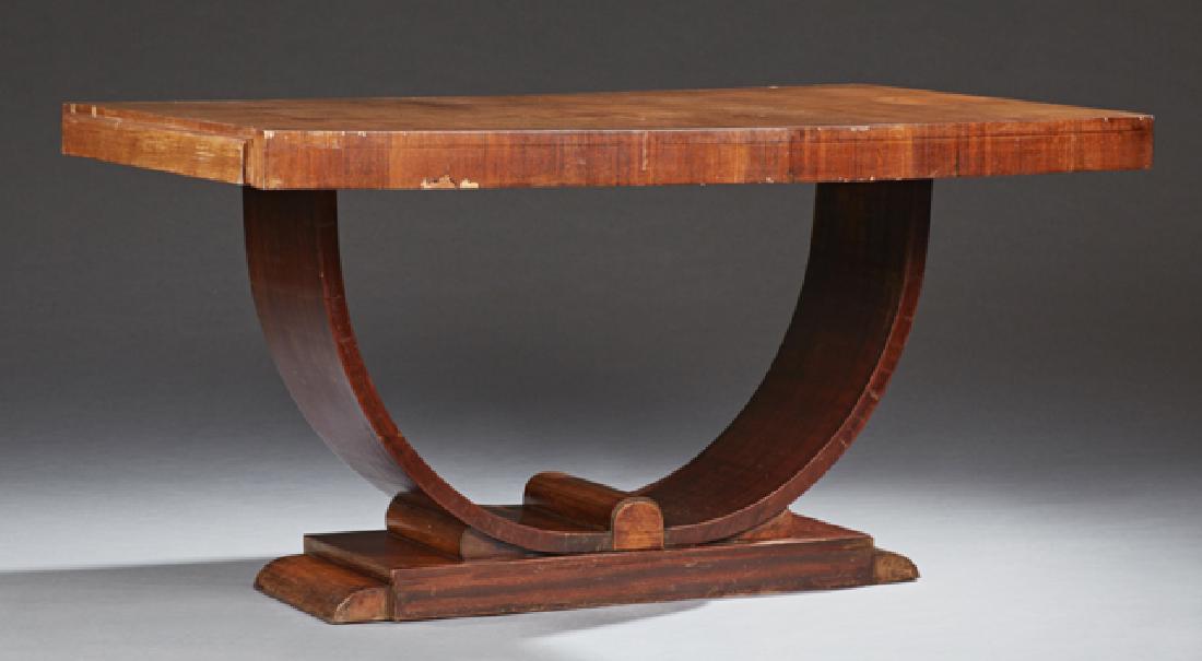 French Art Deco Carved Walnut Dining Table, c. 1930, (1 of 1)
