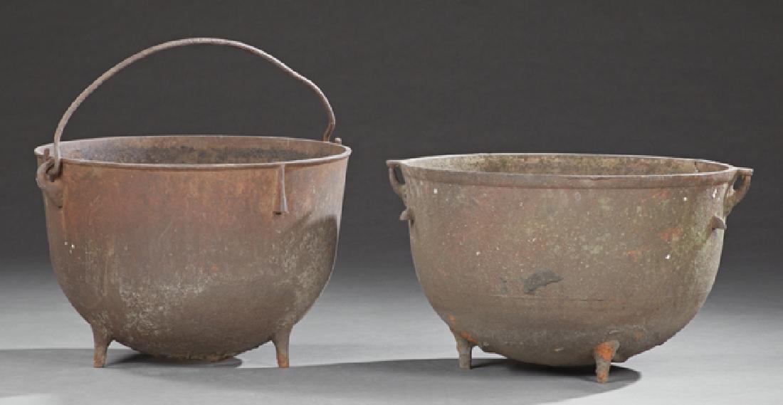 Two Cast Iron Sugar Kettles, 19th c., Louisiana, one