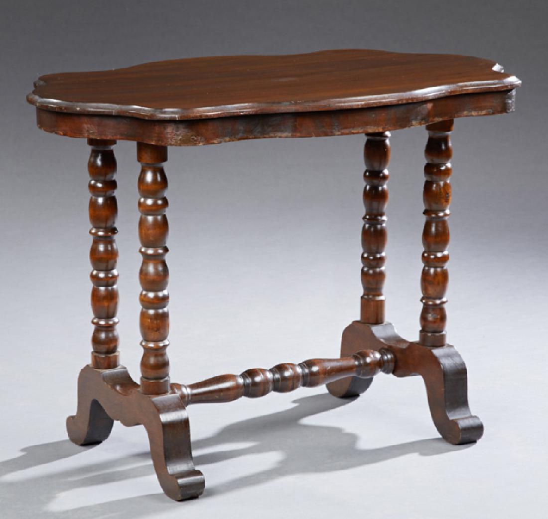 American Victorian Carved Turtle Top Center Table, late (1 of 1)