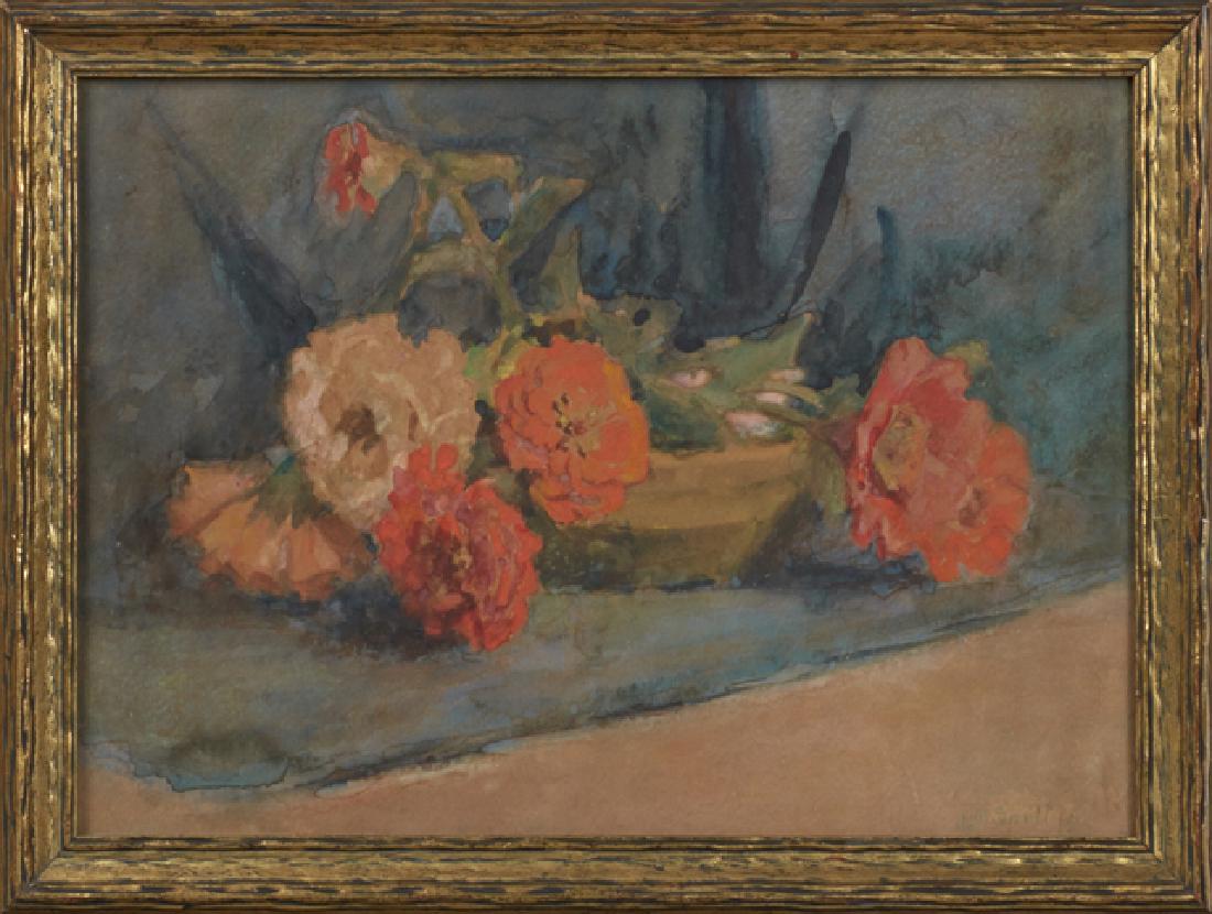 Lulu M. Snell, "Tabletop Still Life with Geraniums," (1 of 1)