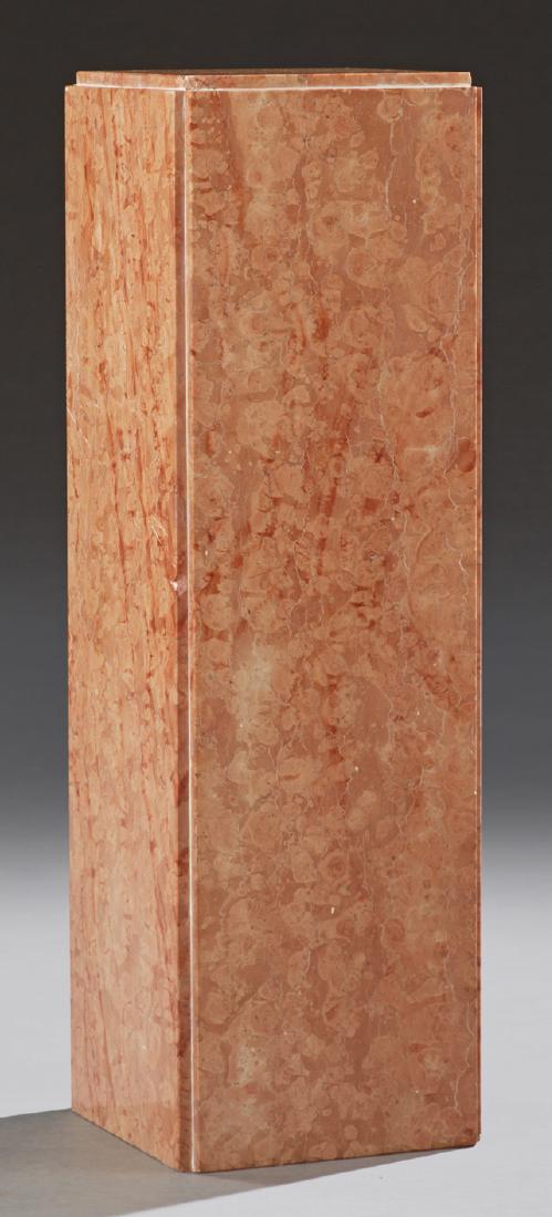 Contemporary Highly Figured Pink Marble Pedestal, 20th (1 of 1)
