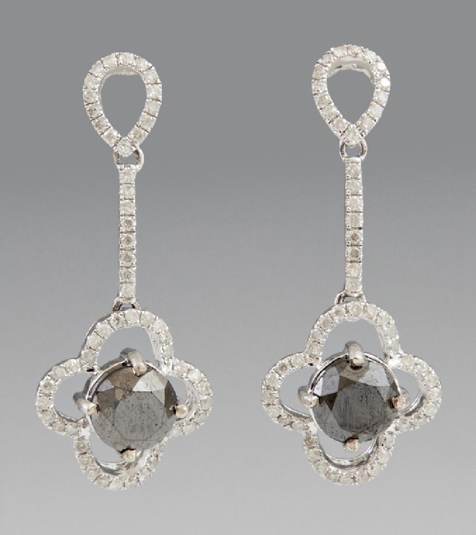 Pair of 14K White Gold Pendant Earrings, each with a (1 of 2)