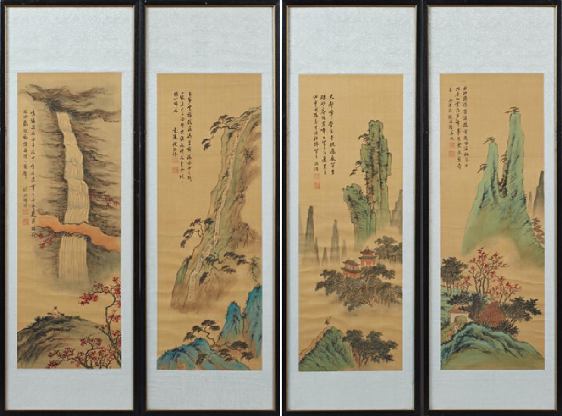 Group of Four Chinese Landscape Scrolls, early 20th c., (1 of 5)