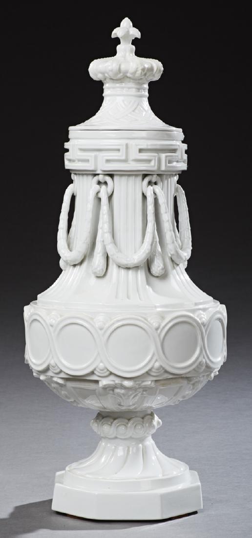 Large French Ceramic Covered Urn, c. 1870, of baluster (1 of 3)