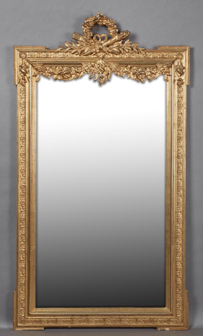 French Louis XVI Style Gilt and Gesso Pine Overmantle (1 of 1)