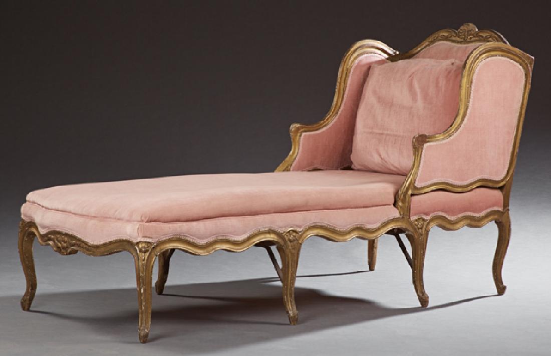 Large Louis XV Style Gilt Carved Beech Chaise Lounge, (1 of 1)