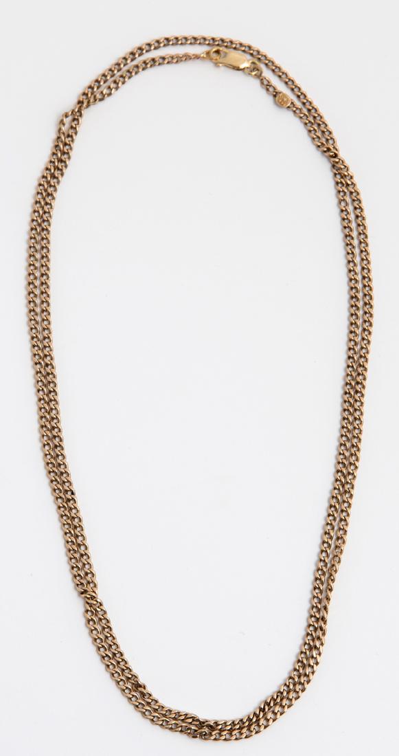 14K Yellow Gold Flat Link Necklace, 20th c., with a (1 of 1)