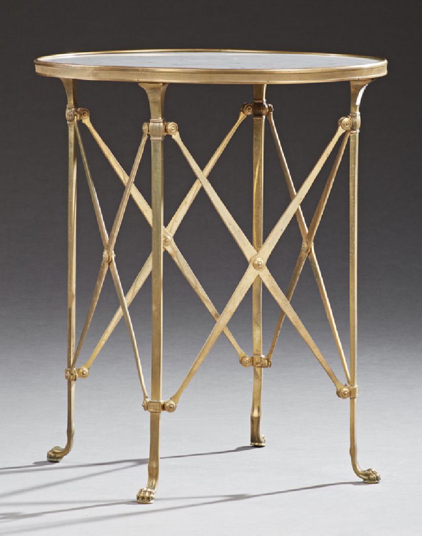 French Louis XV Style Marble Top Circular Brass Side (1 of 1)