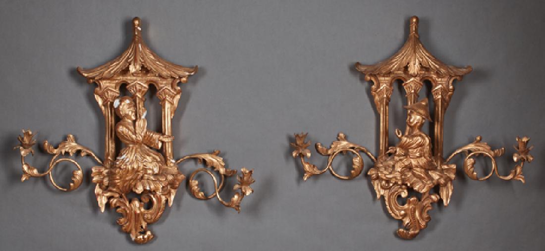 Pair of Chinese Chippendale Style Figural Giltwood Two (1 of 14)