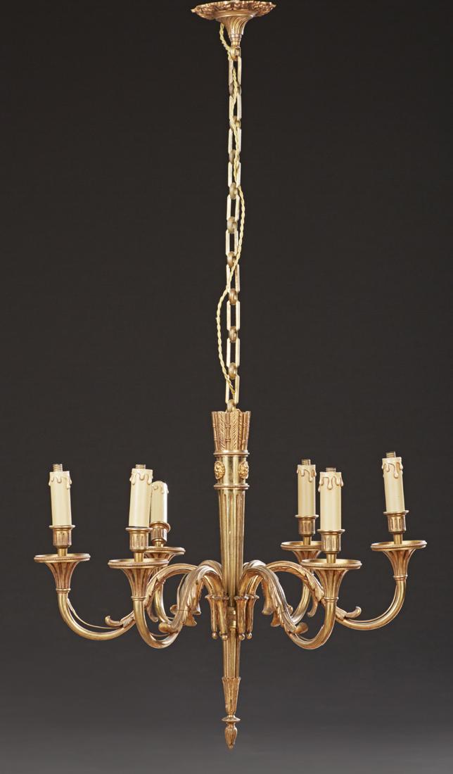French Louis XVI Style Gilt Bronze Chandelier, late (1 of 2)