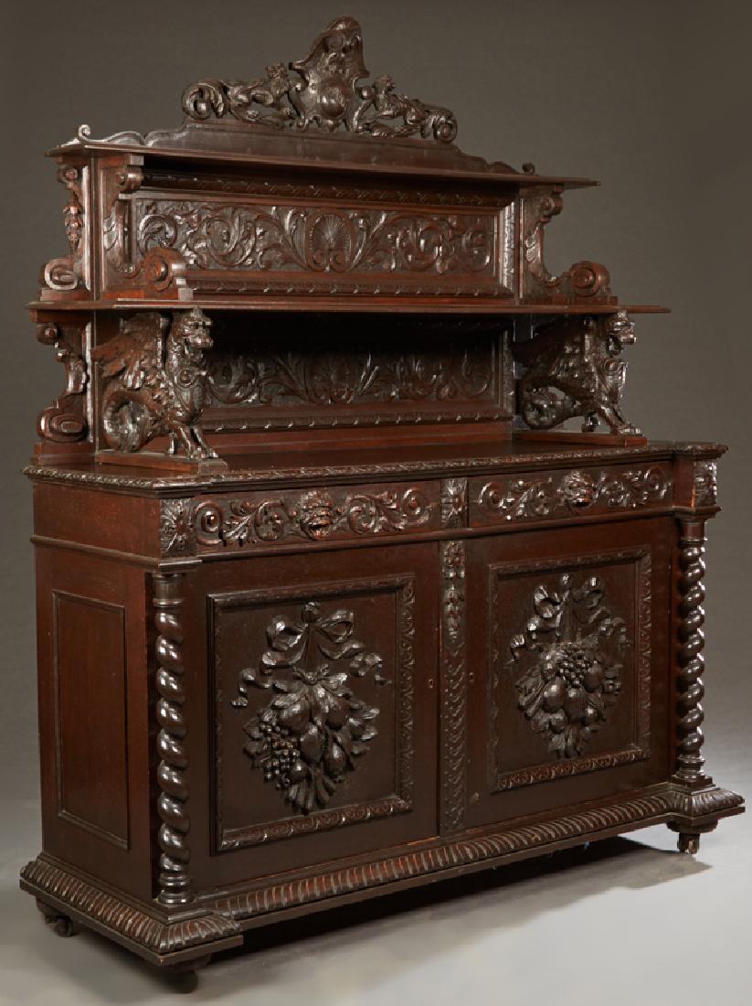 Highly Carved Oak Jacobean Style Sideboard, c. 1890,