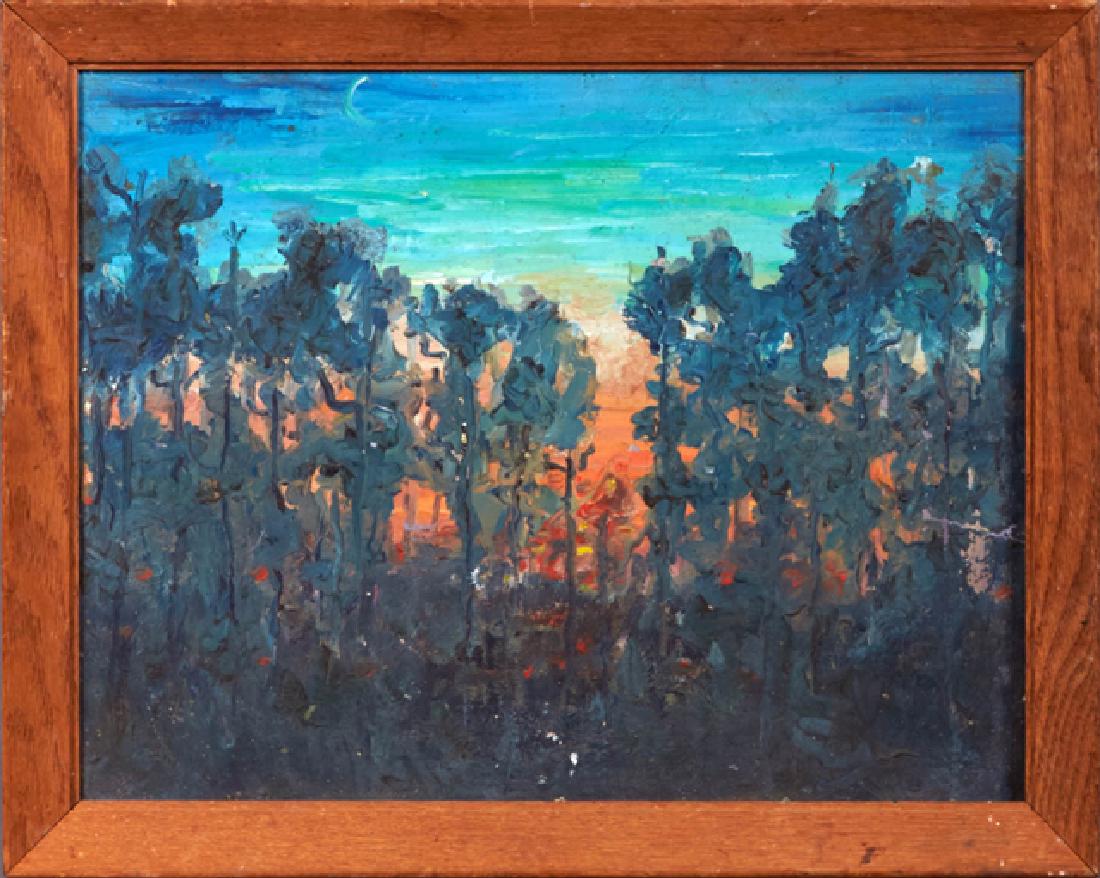 Louisiana School, "Sunrise in the Swamp," 20th c., oil (1 of 3)