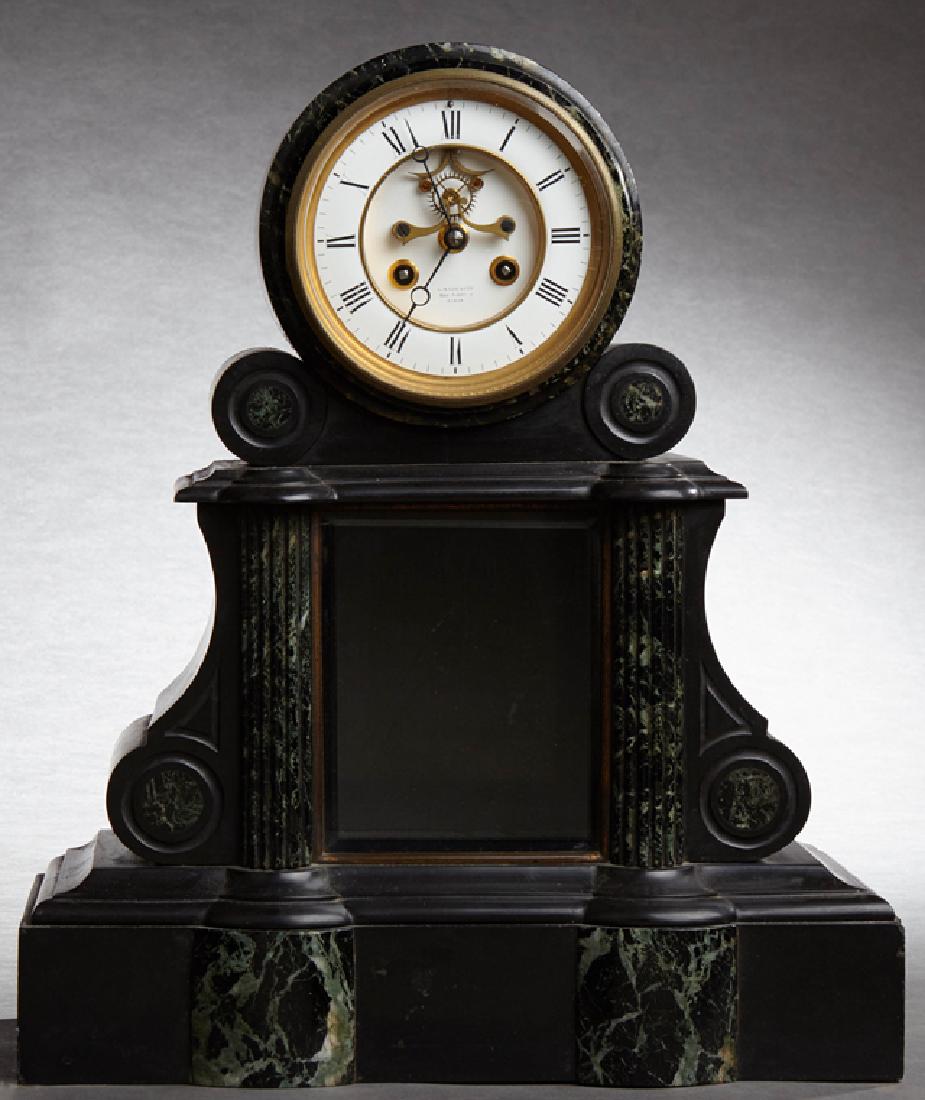 French Marble Open Escapement Mantle Clock, 19th c.,