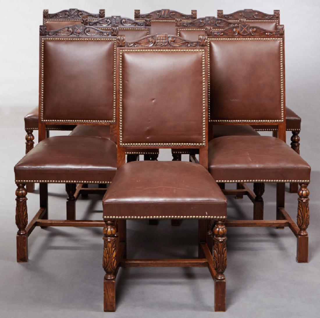 Set of Eight Renaissance Style Carved Oak Dining (1 of 1)