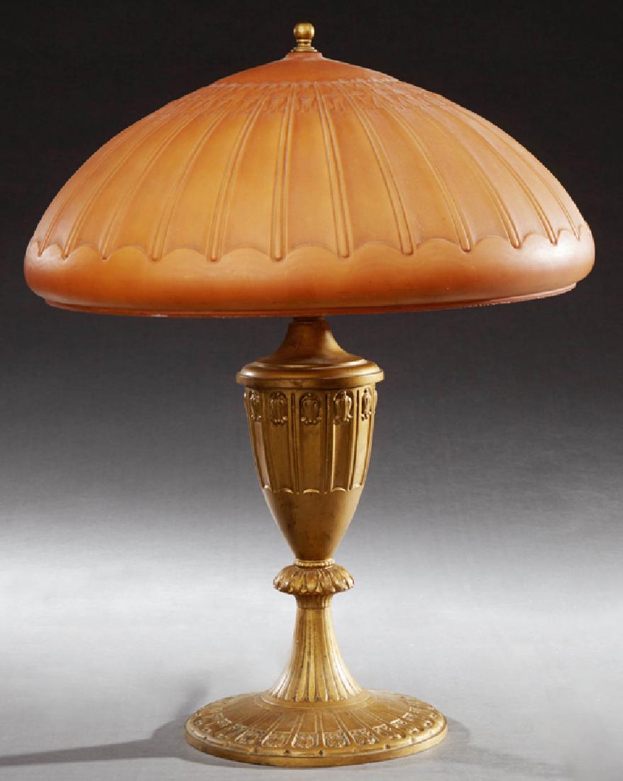 Miller Art Nouveau Gilt Spelter Table Lamp, c. 1918, (1 of 3)